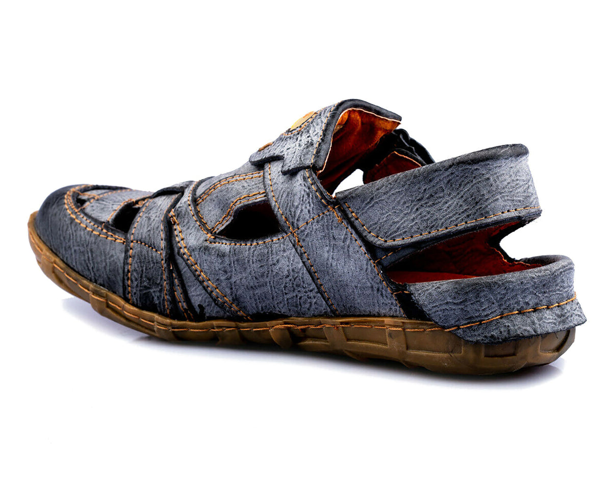 Herren Sandalen | TMA 4668 | Sandaletten | Halbschuhe | Echtleder | schwarz | Größen 41 - 46