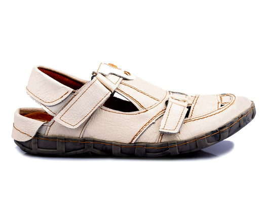 Herren Sandalen | TMA 4668 | Sandaletten | Halbschuhe | Echtleder | weiß | Größen 41 - 46