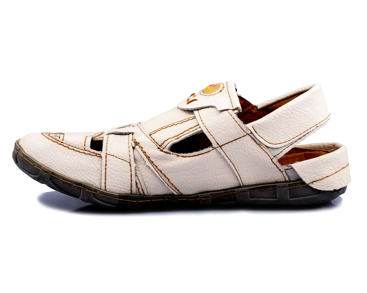 Herren Sandalen | TMA 4668 | Sandaletten | Halbschuhe | Echtleder | weiß | Größen 41 - 46