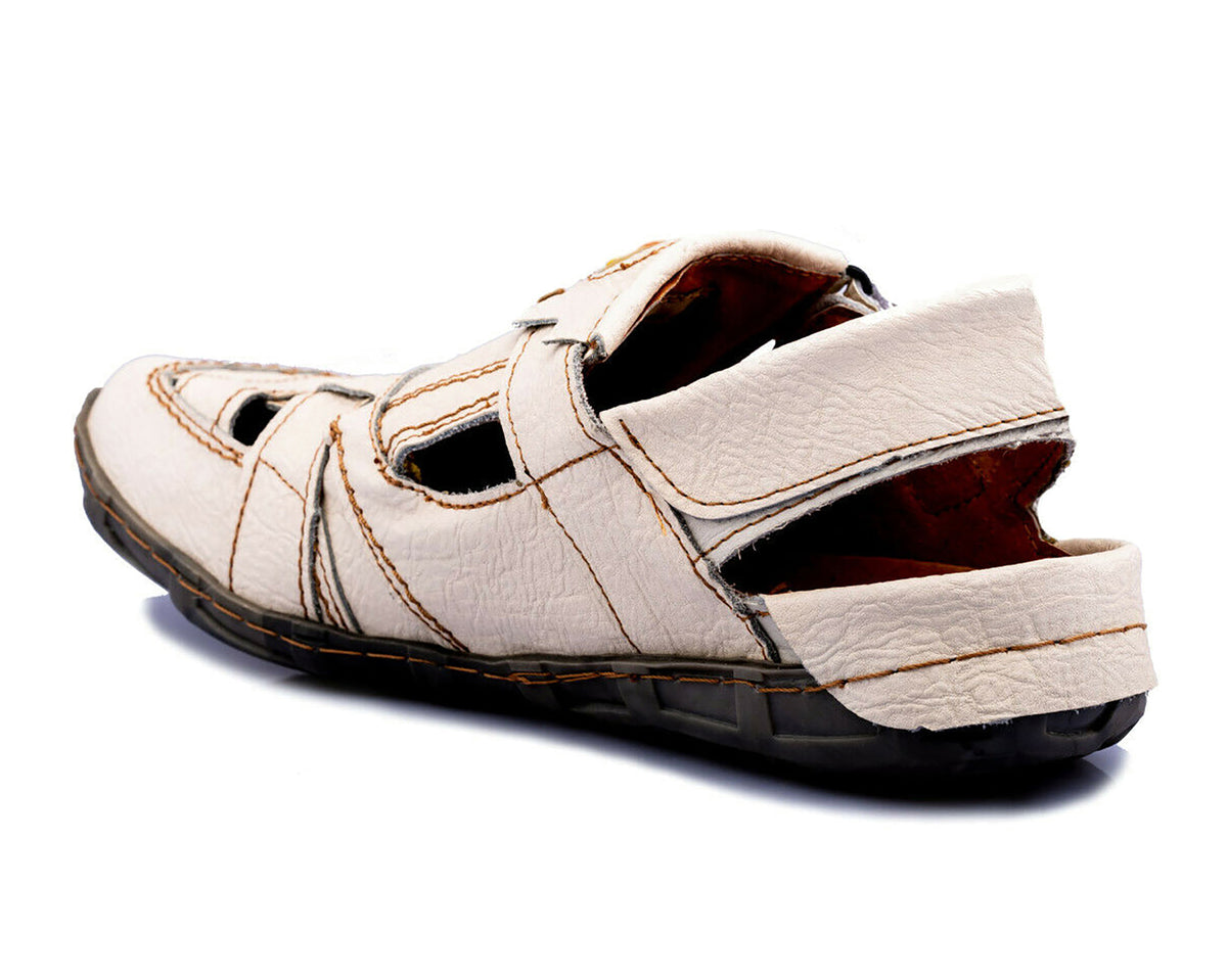 Herren Sandalen | TMA 4668 | Sandaletten | Halbschuhe | Echtleder | weiß | Größen 41 - 46