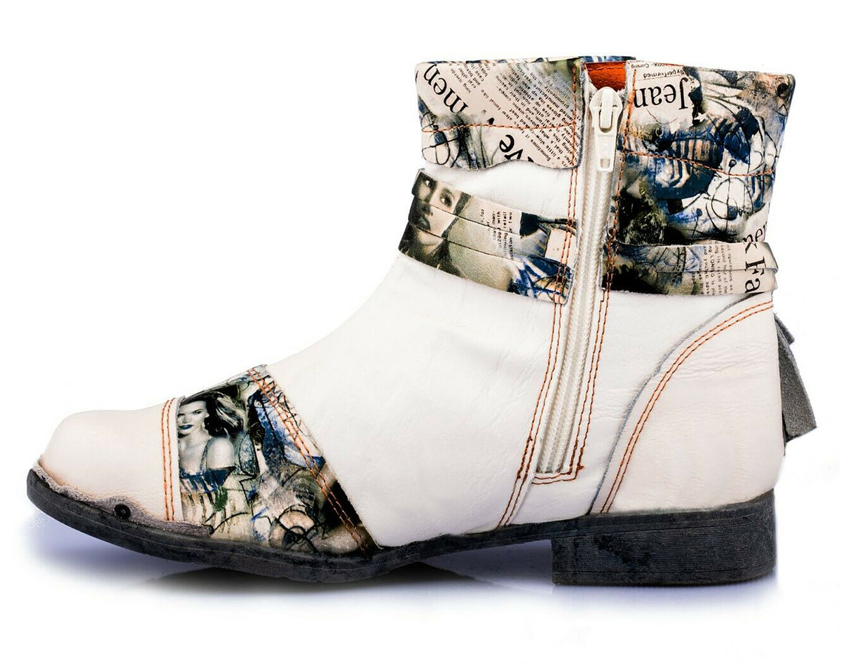 Damen Stiefeletten | TMA 5001 | Frühjahr | Sommer | Herbst | Echtleder | weiß | Größen 36 - 42