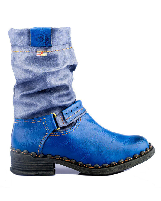 Damenstiefel | TMA 5005 | modische Stiefel für Damen | Winter | gefüttert | Echtleder | blau | Größen 36 - 42