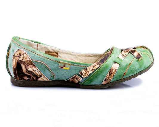 Damenschuhe | TMA 5088 | Damen Halbschuhe Ballerinas | Echtleder | grün | Größen 36 - 42