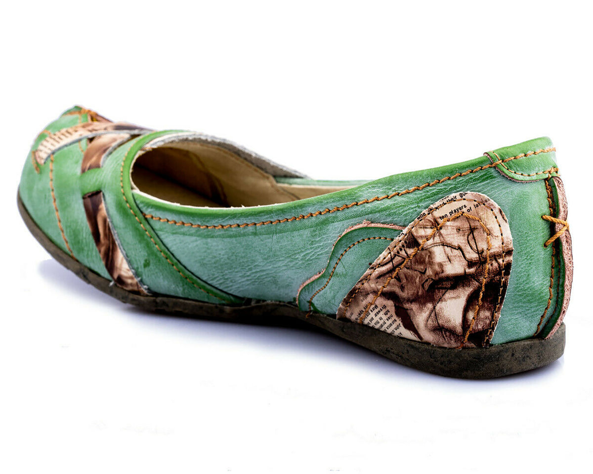 Damenschuhe | TMA 5088 | Damen Halbschuhe Ballerinas | Echtleder | grün | Größen 36 - 42