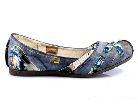 Damenschuhe | TMA 5088 | Damen Halbschuhe Ballerinas | Echtleder | schwarz | Größen 36 - 42