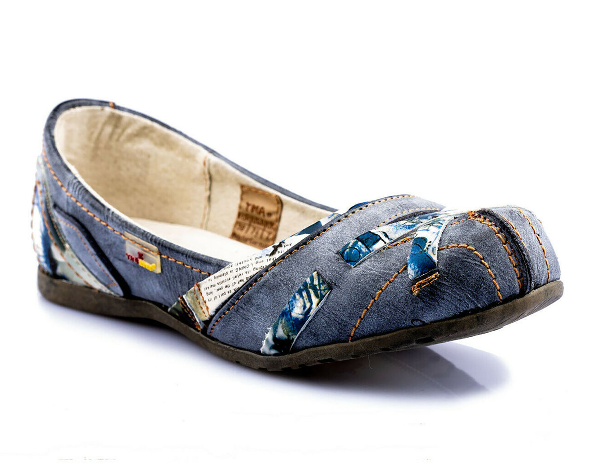 Damenschuhe | TMA 5088 | Damen Halbschuhe Ballerinas | Echtleder | schwarz | Größen 36 - 42