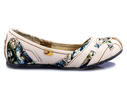 Damenschuhe | TMA 5088 | Damen Halbschuhe Ballerinas | Echtleder | weiß | Größen 36 - 42