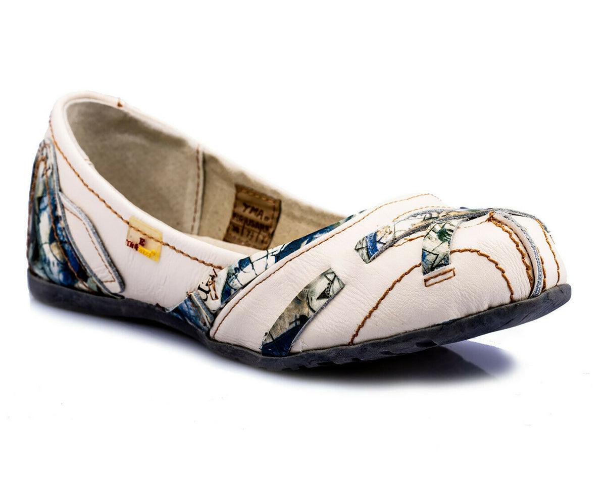 Damenschuhe | TMA 5088 | Damen Halbschuhe Ballerinas | Echtleder | weiß | Größen 36 - 42