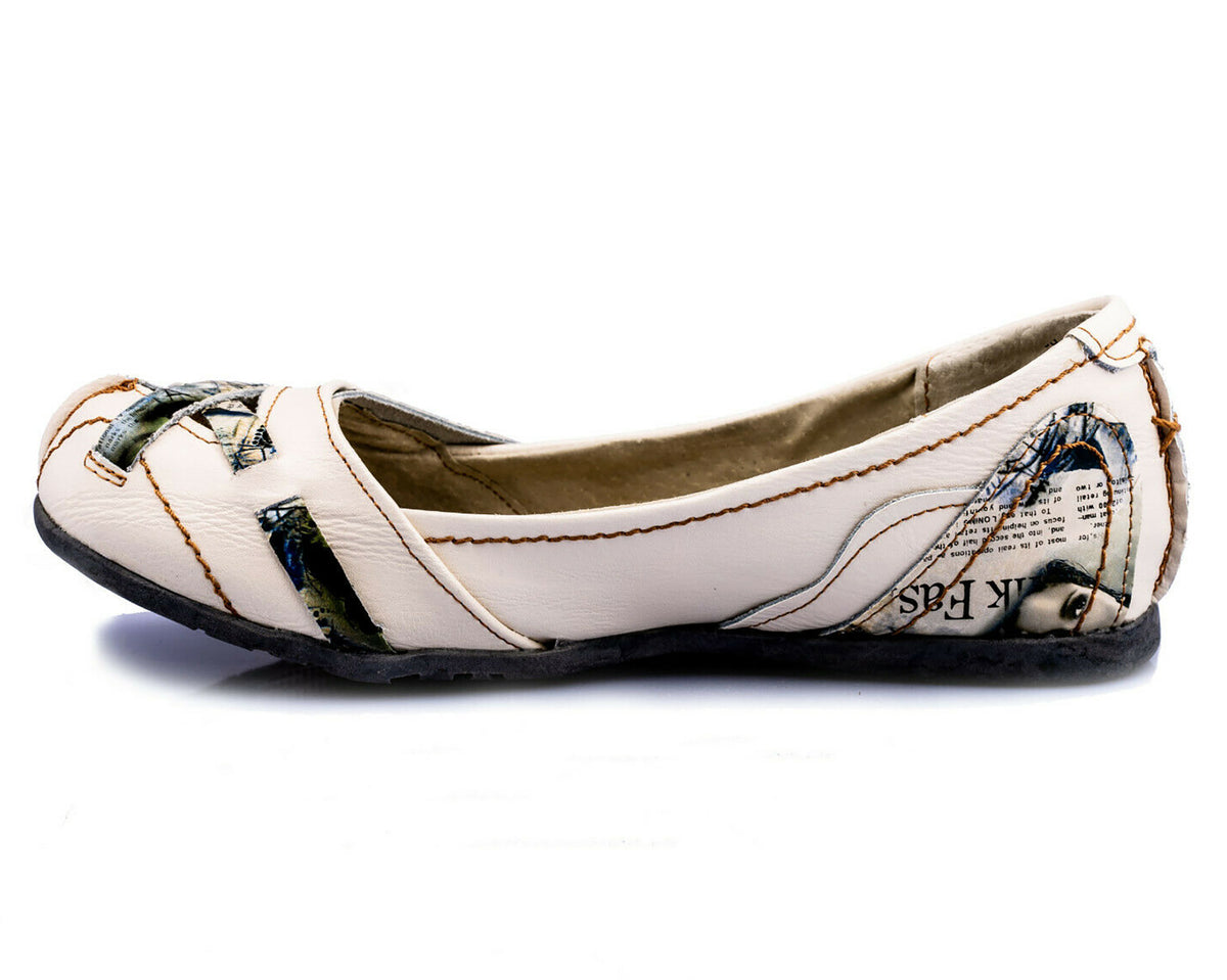 Damenschuhe | TMA 5088 | Damen Halbschuhe Ballerinas | Echtleder | weiß | Größen 36 - 42