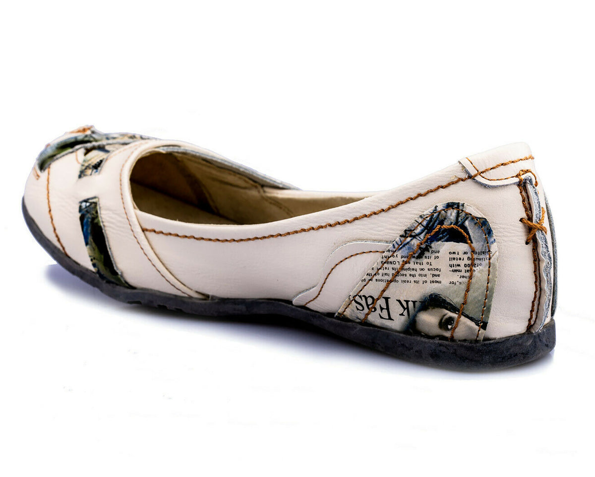 Damenschuhe | TMA 5088 | Damen Halbschuhe Ballerinas | Echtleder | weiß | Größen 36 - 42