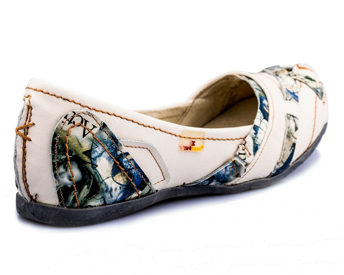 Damenschuhe | TMA 5088 | Damen Halbschuhe Ballerinas | Echtleder | weiß | Größen 36 - 42