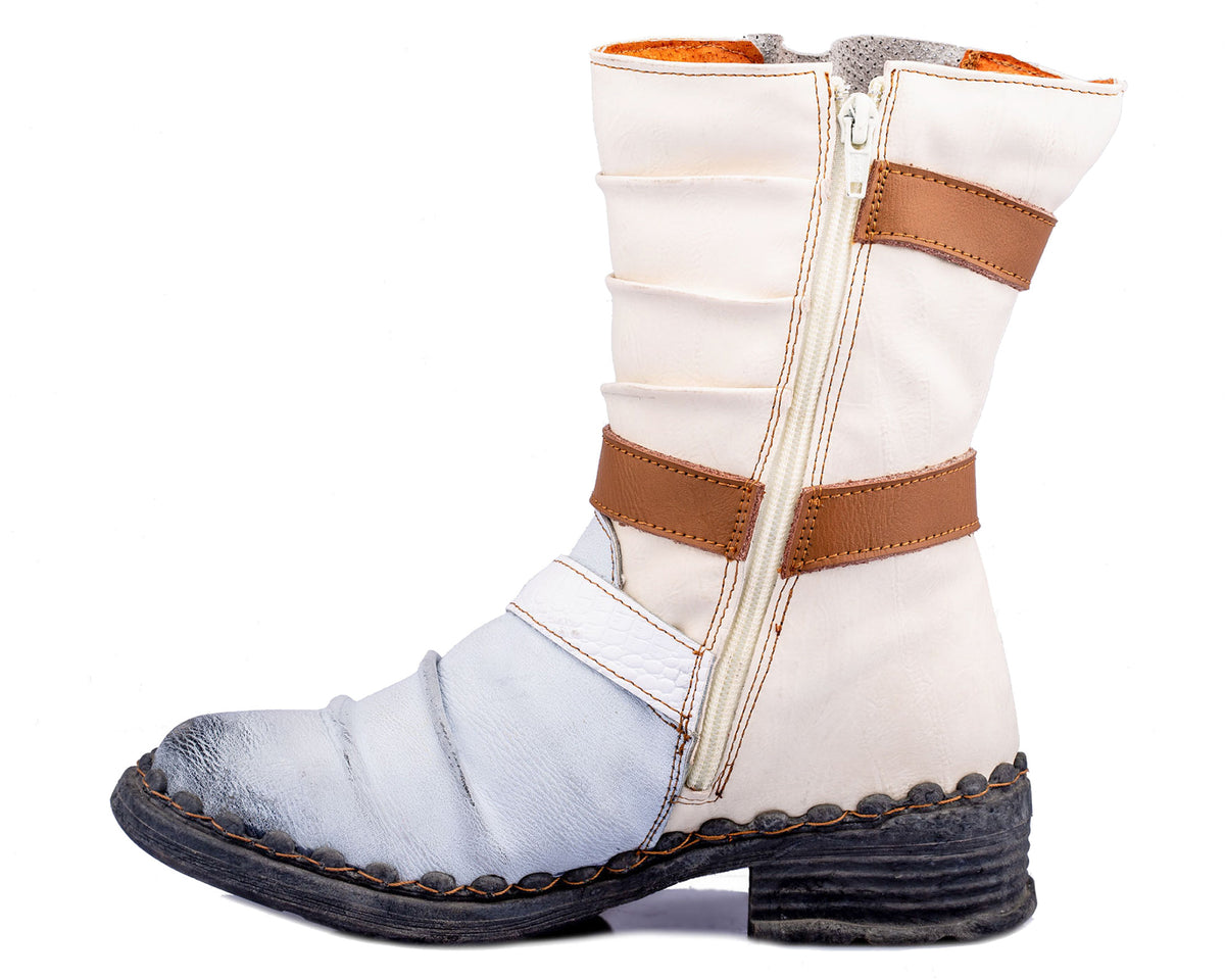 Damenstiefel | TMA 5099 | modische Stiefel für Damen | Winter | gefüttert | Echtleder | weiß | Größen 36 - 42