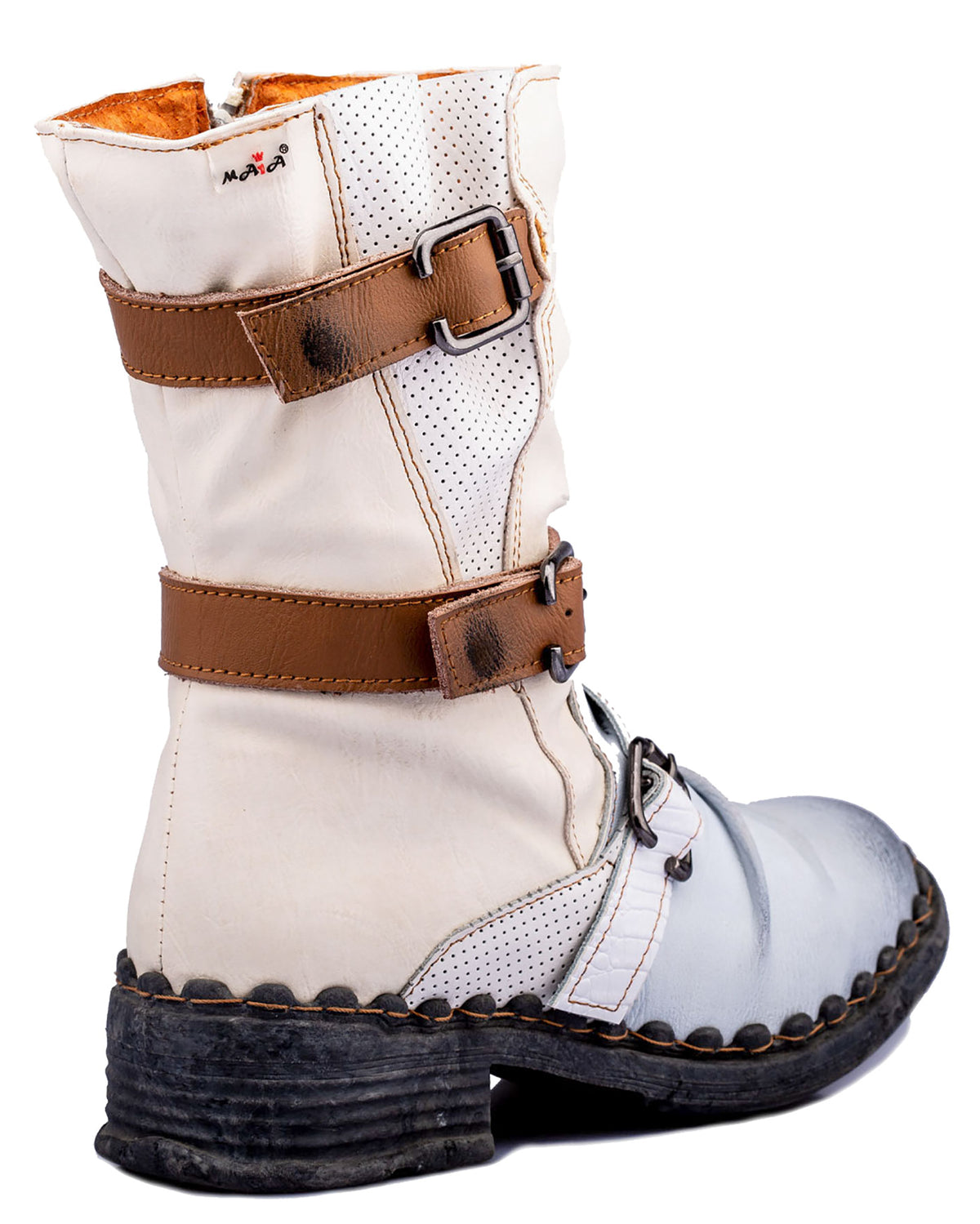 Damenstiefel | TMA 5099 | modische Stiefel für Damen | Winter | gefüttert | Echtleder | weiß | Größen 36 - 42