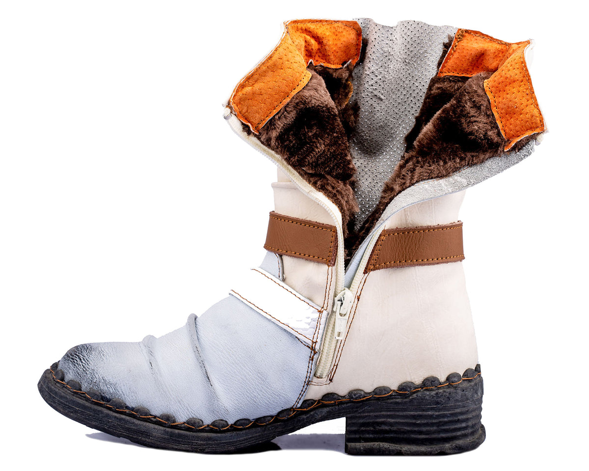 Damenstiefel | TMA 5099 | modische Stiefel für Damen | Winter | gefüttert | Echtleder | weiß | Größen 36 - 42