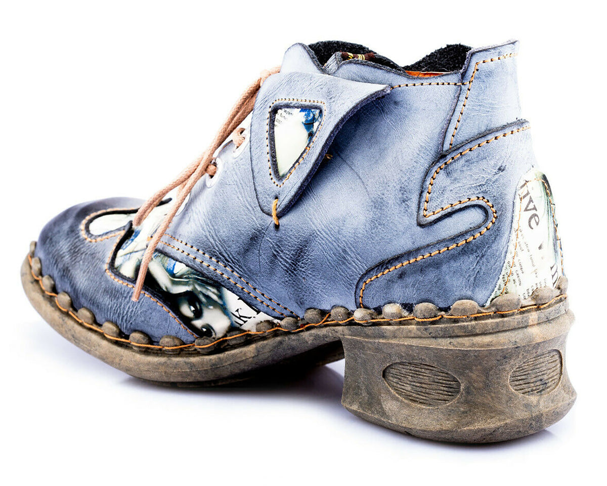 Damenschuhe | TMA 5155 | modischer Damen Halbschuh | Schnürer | Echtleder | schwarz | Größen 36 - 42