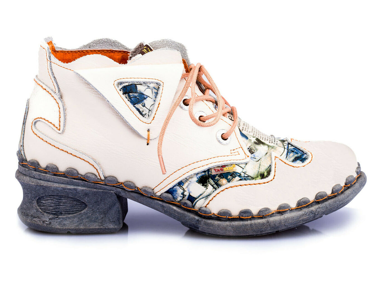 Damenschuhe | TMA 5155 | modischer Damen Halbschuh | Schnürer | Echtleder | weiß | Größen 36 - 42