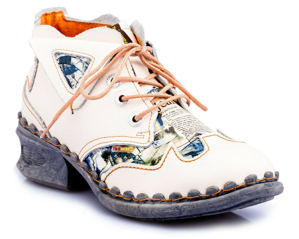 Damenschuhe | TMA 5155 | modischer Damen Halbschuh | Schnürer | Echtleder | weiß | Größen 36 - 42