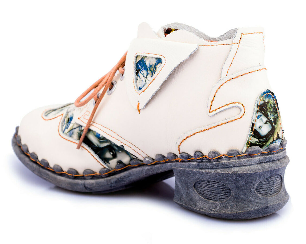 Damenschuhe | TMA 5155 | modischer Damen Halbschuh | Schnürer | Echtleder | weiß | Größen 36 - 42