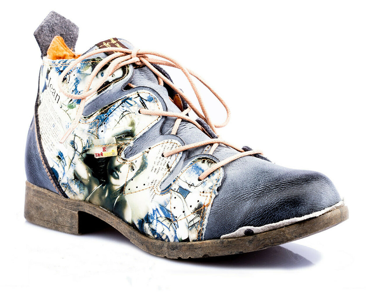 Damenschuhe | TMA 5168 | modischer Damen Halbschuh | Schnürer | Echtleder | schwarz | Größen 36 - 42