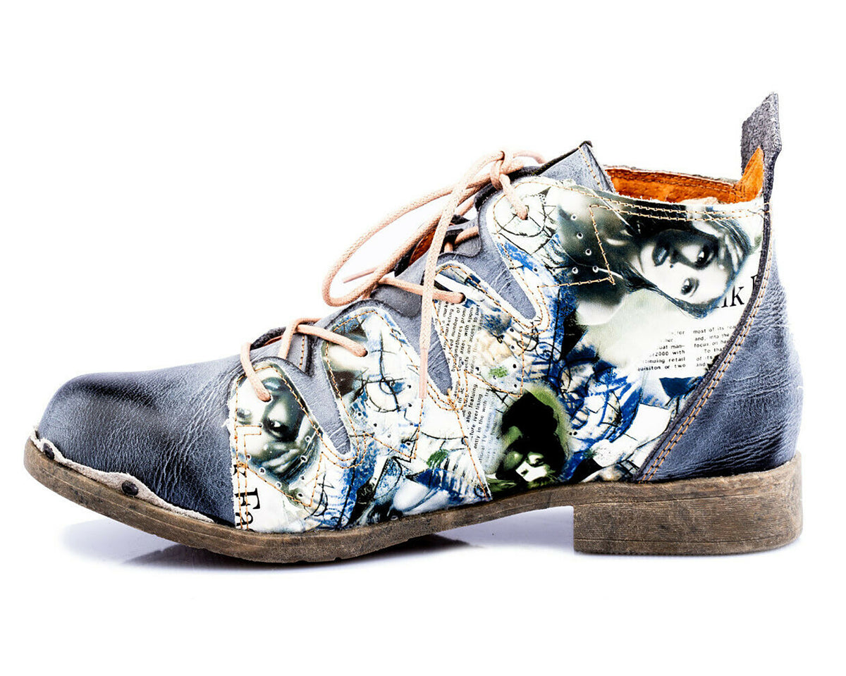 Damenschuhe | TMA 5168 | modischer Damen Halbschuh | Schnürer | Echtleder | schwarz | Größen 36 - 42