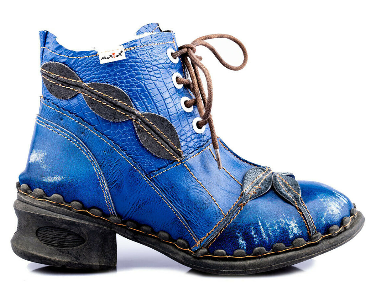 Damen Stiefeletten | TMA 5188 | Winter | gefüttert | Echtleder | blau | Größen 36 - 42