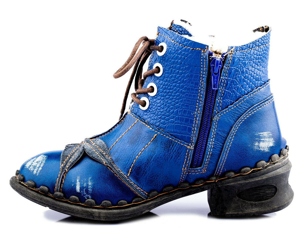 Damen Stiefeletten | TMA 5188 | Winter | gefüttert | Echtleder | blau | Größen 36 - 42