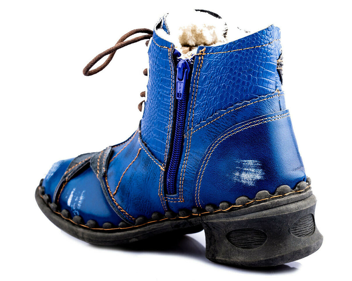 Damen Stiefeletten | TMA 5188 | Winter | gefüttert | Echtleder | blau | Größen 36 - 42