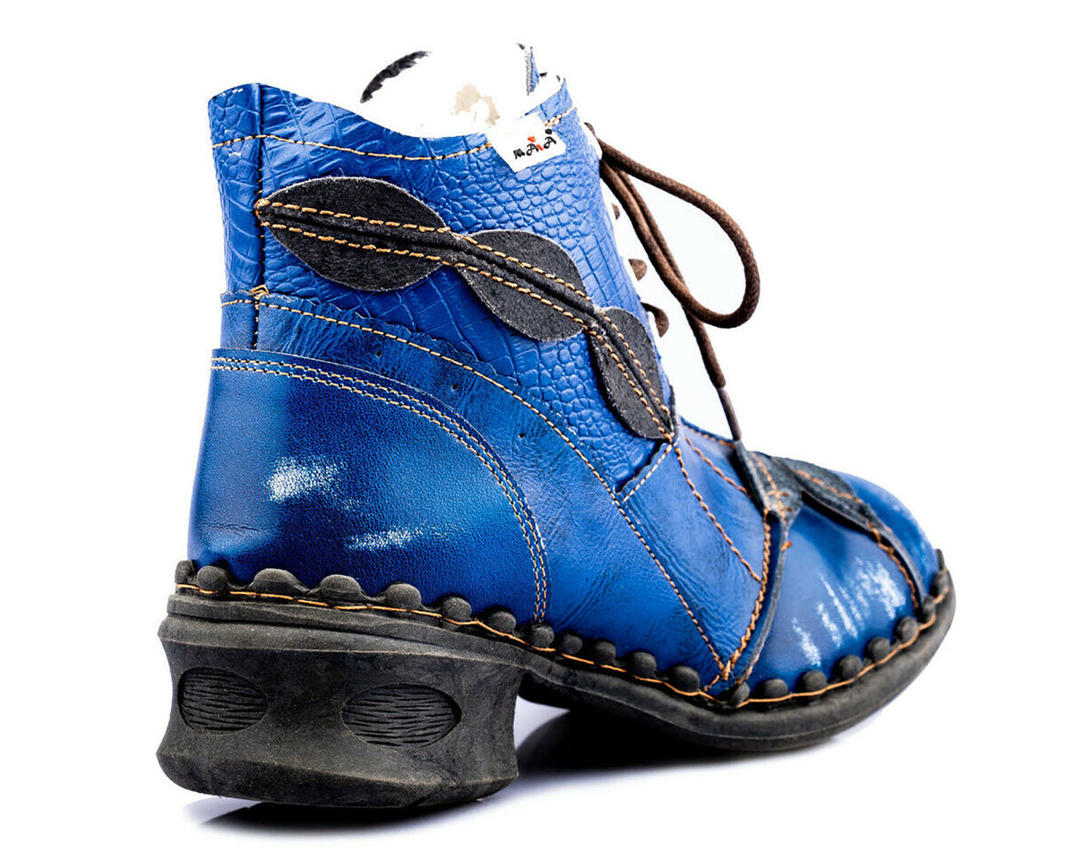 Damen Stiefeletten | TMA 5188 | Winter | gefüttert | Echtleder | blau | Größen 36 - 42