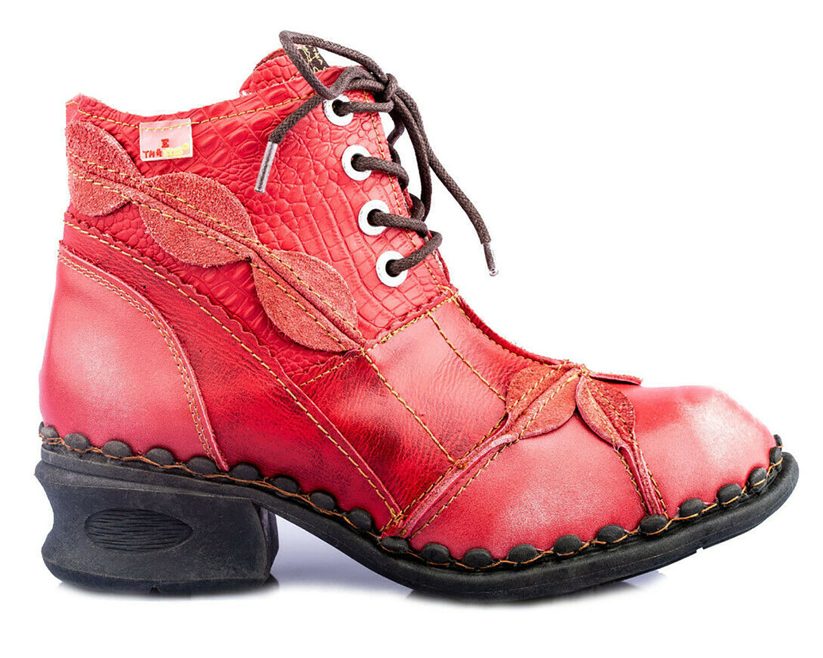 Damen Stiefeletten | TMA 5188 | Winter | gefüttert | Echtleder | rot | Größen 36 - 42