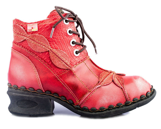 Damen Stiefeletten | TMA 5188 | Winter | gefüttert | Echtleder | rot | Größen 36 - 42