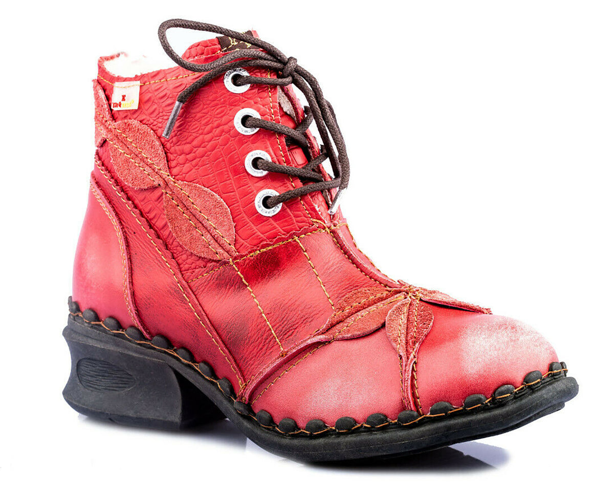Damen Stiefeletten | TMA 5188 | Winter | gefüttert | Echtleder | rot | Größen 36 - 42