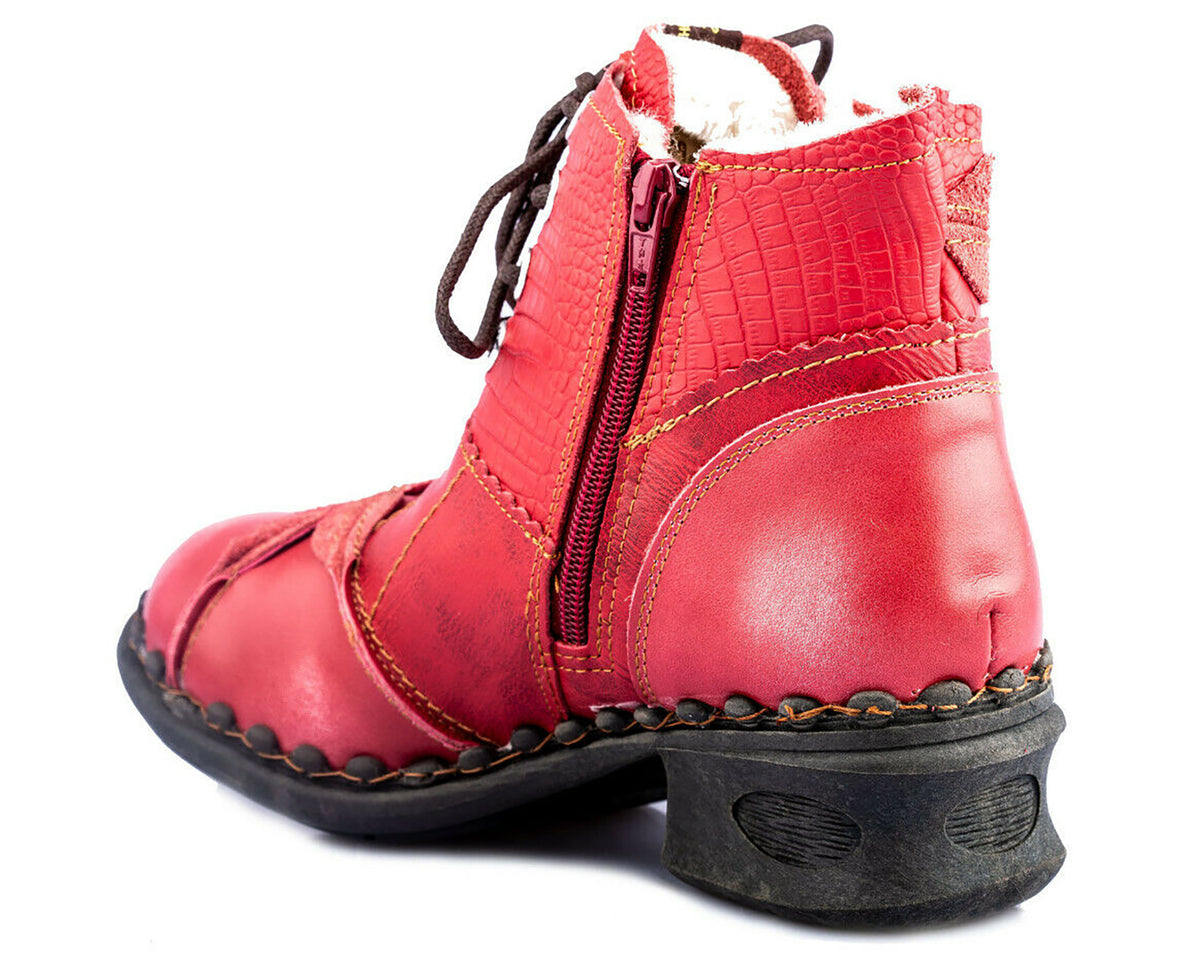 Damen Stiefeletten | TMA 5188 | Winter | gefüttert | Echtleder | rot | Größen 36 - 42