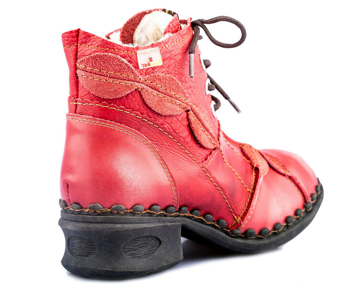 Damen Stiefeletten | TMA 5188 | Winter | gefüttert | Echtleder | rot | Größen 36 - 42