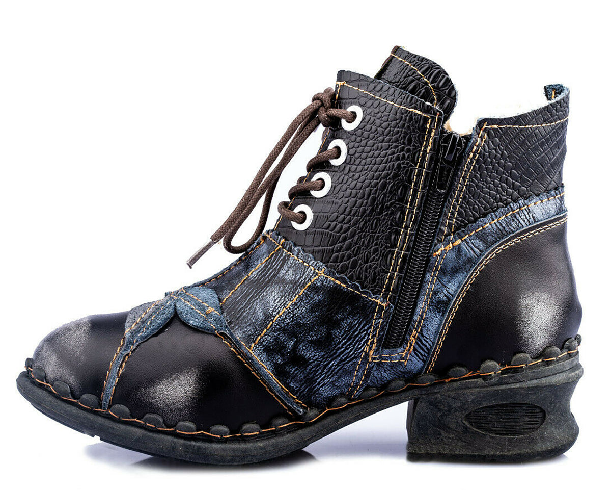 Damen Stiefeletten | TMA 5188 | Winter | gefüttert | Echtleder | schwarz | Größen 36 - 42