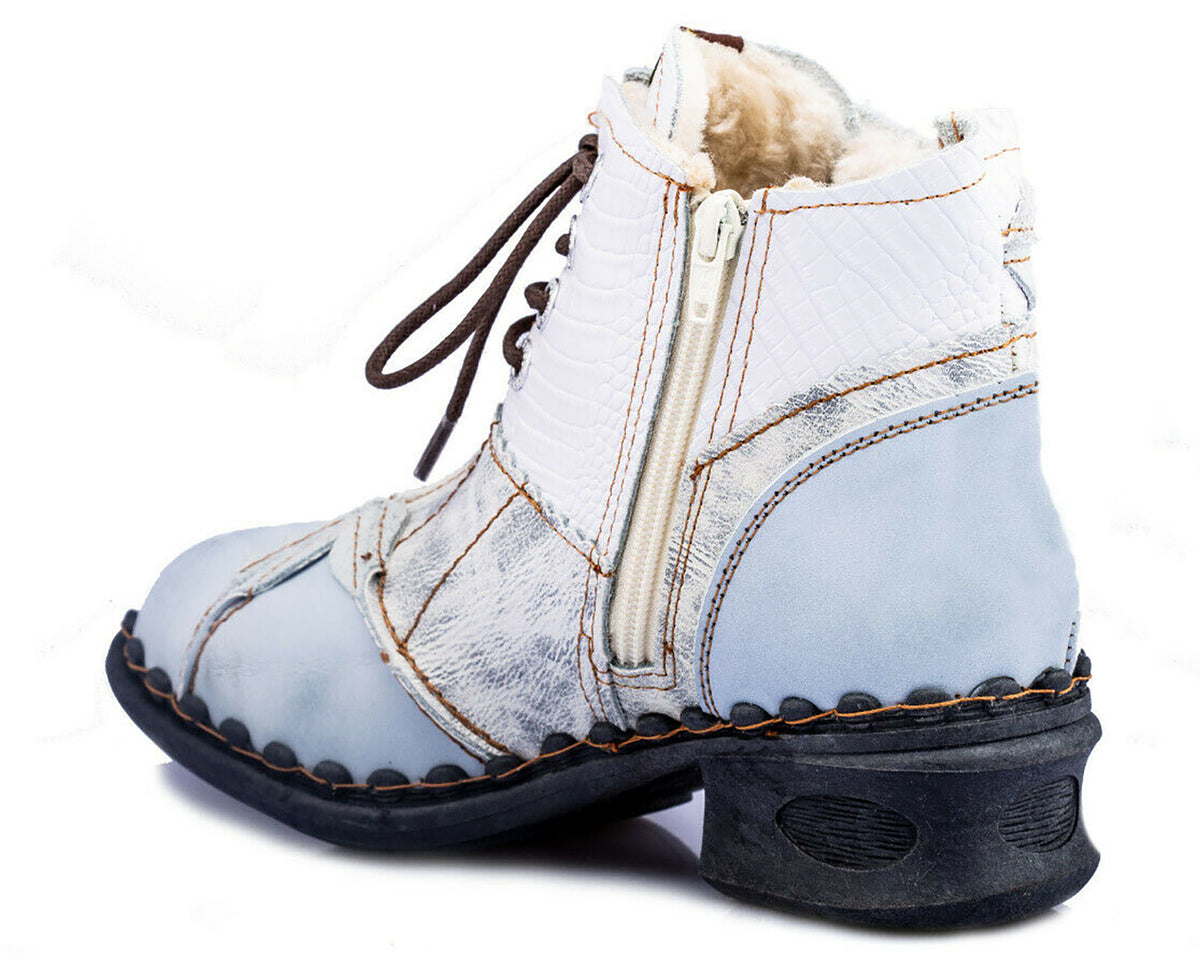 Damen Stiefeletten | TMA 5188 | Winter | gefüttert | Echtleder | weiß | Größen 36 - 42