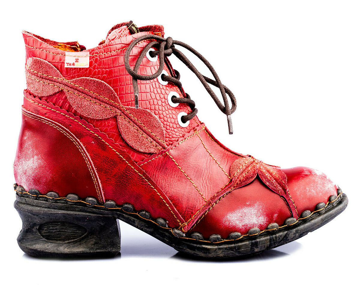 Damen Stiefeletten | TMA 5188A | Frühjahr | Sommer | Herbst | Echtleder | rot | Größen 36 - 42