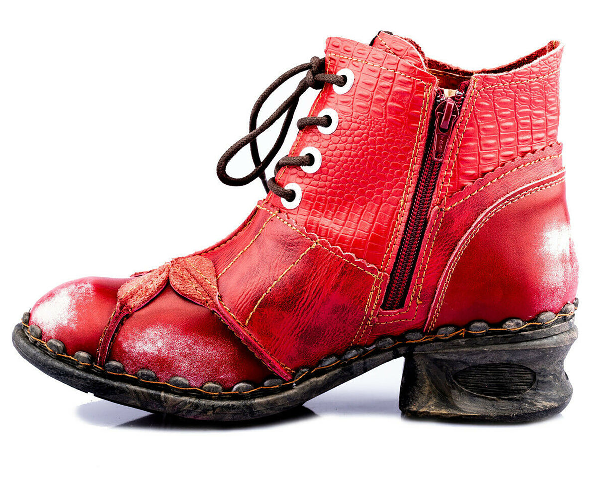 Damen Stiefeletten | TMA 5188A | Frühjahr | Sommer | Herbst | Echtleder | rot | Größen 36 - 42