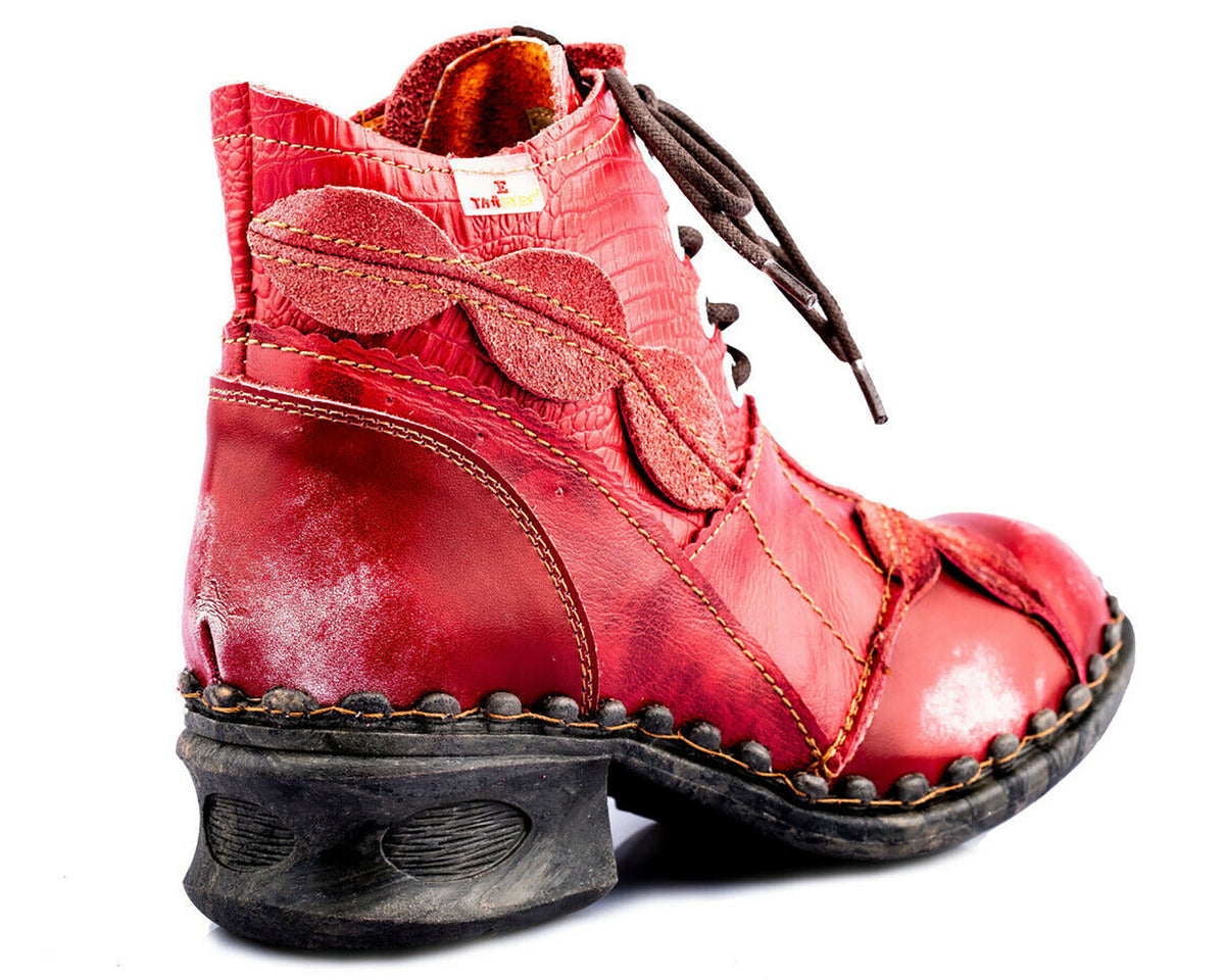 Damen Stiefeletten | TMA 5188A | Frühjahr | Sommer | Herbst | Echtleder | rot | Größen 36 - 42