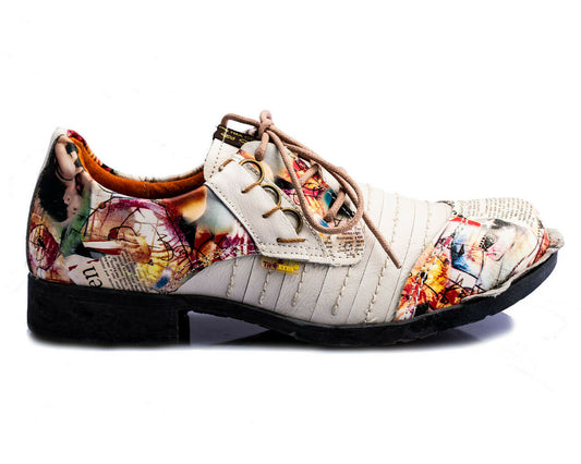 Damenschuhe | TMA 5363 | modischer Damen Halbschuh | Schnürer | Echtleder | weiß | Größen 36 - 42