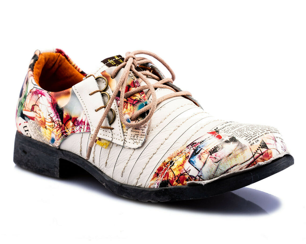 Damenschuhe | TMA 5363 | modischer Damen Halbschuh | Schnürer | Echtleder | weiß | Größen 36 - 42