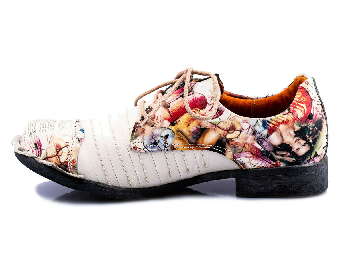 Damenschuhe | TMA 5363 | modischer Damen Halbschuh | Schnürer | Echtleder | weiß | Größen 36 - 42