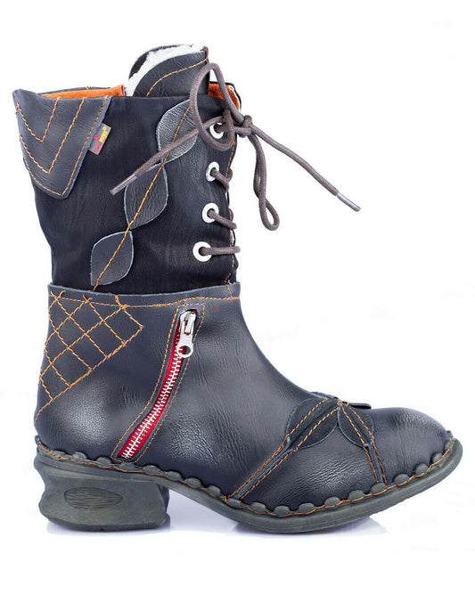 Damenstiefel | TMA 5707 | modische Stiefel für Damen | Winter | gefüttert | Echtleder | schwarz | Größen 36 - 42