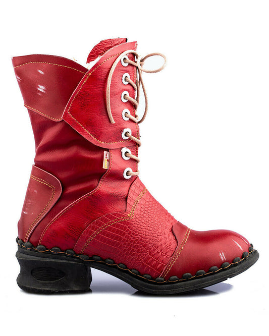 Damenstiefel | TMA 5766 | modische Stiefel für Damen | Winter | gefüttert | Echtleder | rot | Größen 36 - 42