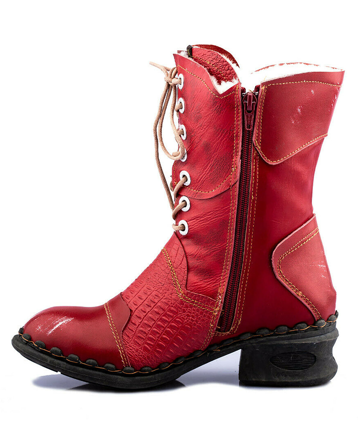 Damenstiefel | TMA 5766 | modische Stiefel für Damen | Winter | gefüttert | Echtleder | rot | Größen 36 - 42