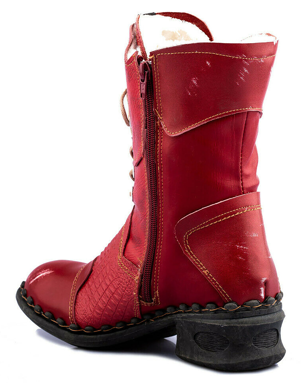 Damenstiefel | TMA 5766 | modische Stiefel für Damen | Winter | gefüttert | Echtleder | rot | Größen 36 - 42