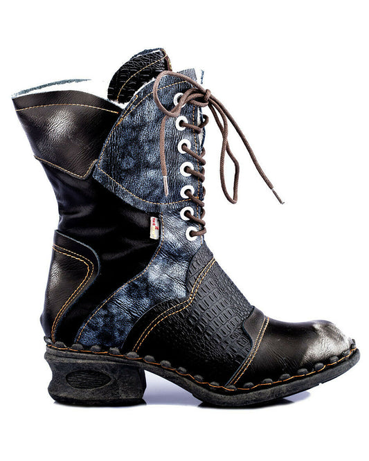 Damenstiefel | TMA 5766 | modische Stiefel für Damen | Winter | gefüttert | Echtleder | schwarz | Größen 36 - 42