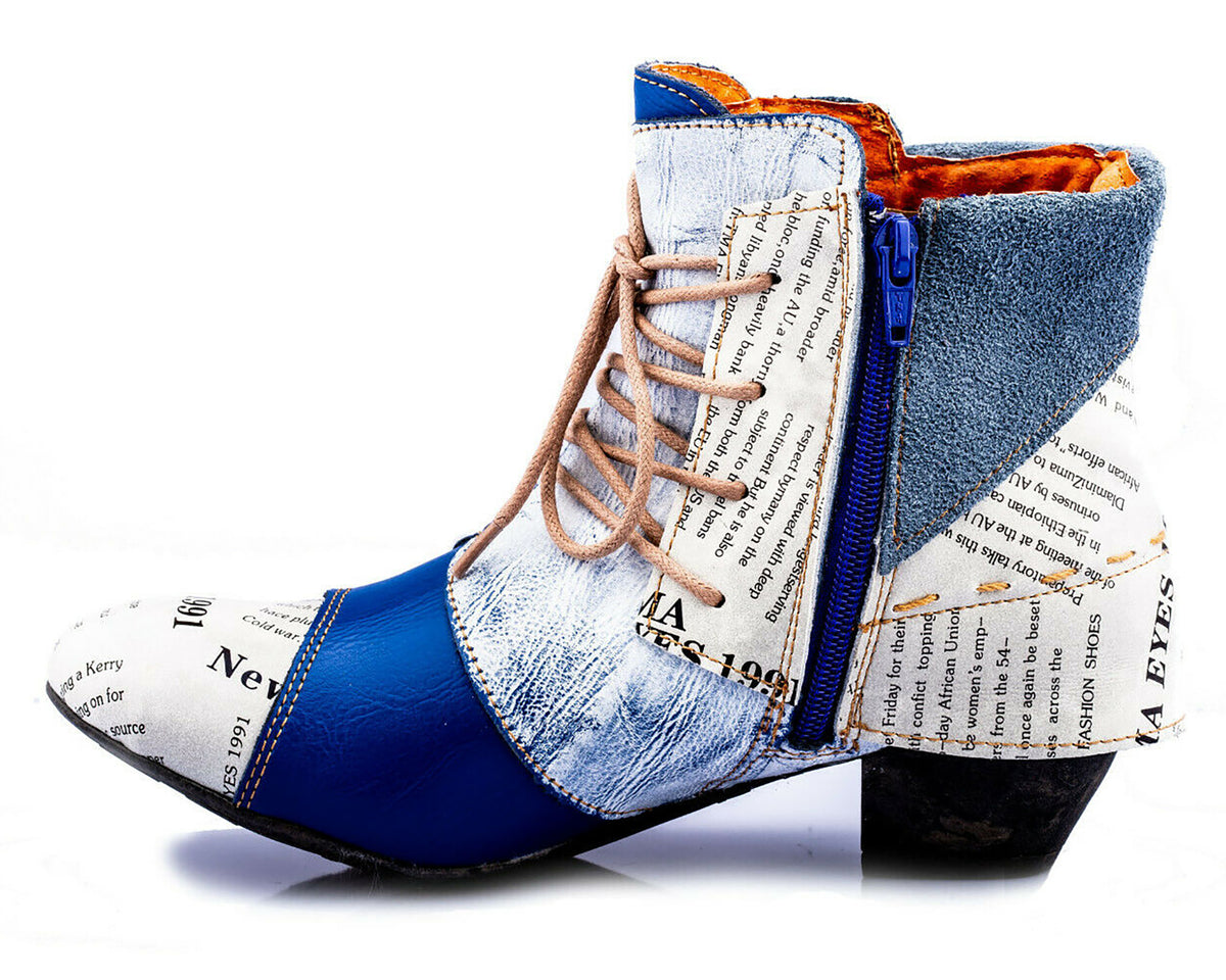 Damen Stiefeletten | TMA 6106 | Frühjahr | Sommer | Herbst | Echtleder | blau | Größen 36 - 42