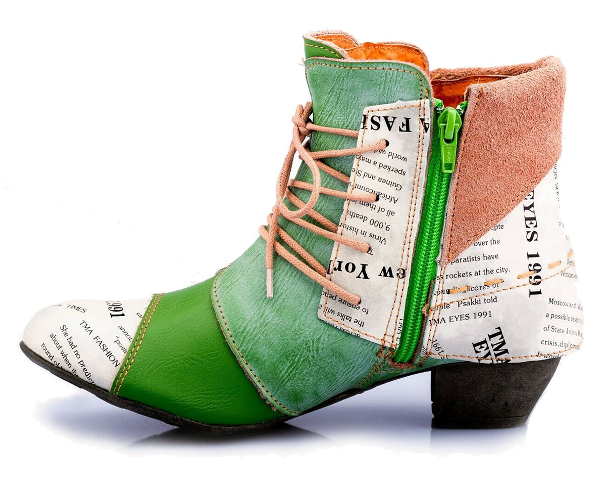 Damen Stiefeletten | TMA 6106 | Frühjahr | Sommer | Herbst | Echtleder | grün | Größen 36 - 42