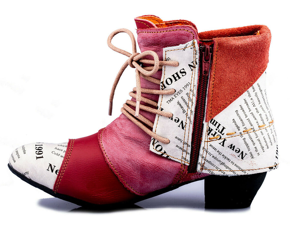 Damen Stiefeletten | TMA 6106 | Frühjahr | Sommer | Herbst | Echtleder | rot | Größen 36 - 42