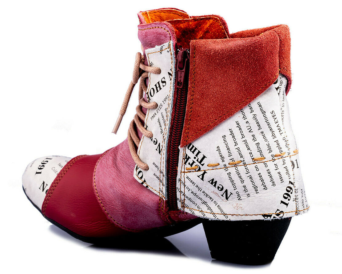 Damen Stiefeletten | TMA 6106 | Frühjahr | Sommer | Herbst | Echtleder | rot | Größen 36 - 42